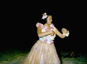 Saipan 1956 Collection, No. 08 Woman Dancer In Leis And Grass Skirts